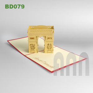 ANN HANDICRAFT BD079 Handmade 3D Pop-Up Arc De Triomphe Greeting Cards-Eco-Friendly Paper <b>Matte</b> <b>Varnishing</b> Offset Printing Japan - Product Image 5