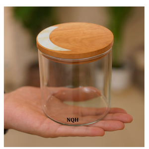 Boîte de rangement de luxe carrée en bois d'acacia et acrylique avec couvercle transparent, gravée sur mesure, faite à la main, pour fruits secs, bonbons, Ramadan - Product Image 3