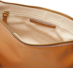 Bolso de Hombro de Media Luna de Cuero Genuino para Mujer, Cierre Clásico con Solapa, Bolso de Mano Duradero para Uso Diario, Color Bronceado, Correa Única - Product Image 5