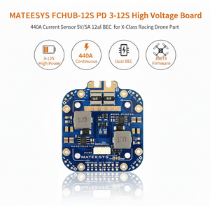 Carte haute tension MATEKSYS FCHUB-12S PDB 3-12S avec capteur de courant 440A, double BEC 5V/5A 12V/4A pour drone de course X-Class - Product Image 1
