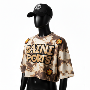 Camiseta corta de algodón premium para mujer, 180 GSM, teñido anudado, tela suave y transpirable con logotipo bordado, camiseta para mujer - Product Image 4