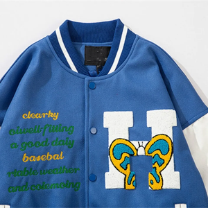 แจ็กเก็ตเบสบอลผ้ากำมะหยี่แขนยาวสำหรับผู้ชายงาน OEM ออกแบบได้ตามต้องการแผ่นผ้ากำมะหยี่ที่ติดทนความร้อนดีไซน์ล่าสุดสำหรับฤดูหนาว-XS - Product Image 4