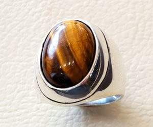 Anillo de Plata de Ley 925 para Hombre, Diseño Otomano Árabe con Piedra Natural de Ojo de Tigre, Novedad, Regalo de Cumpleaños, Venta al por Mayor - Product Image 6