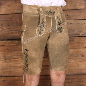 Nouveau Style bavarois hommes court Lederhosen véritable cuir de chèvre daim séchage rapide avant broderie boutons fermeture boucles de ceinture - Product Image 2