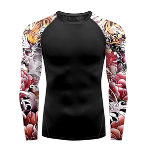 Custom 87% Polyester 13% Elastane Mock Neck 4-way Stretch Dual-layer Fabric Fast-drying Compression Shirts Rash Guard MMA - Product Image 4