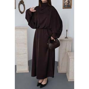 Vestido de Satén Jacquard Marrón - Marrón - Product Image 4