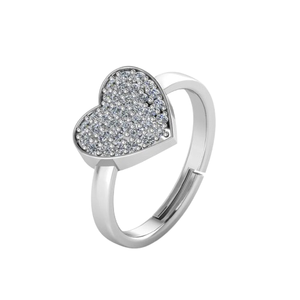Bague en diamant élégante en forme de coeur pour femmes bijoux en argent plaqué cadeau pour filles bague de proposition de fiançailles à la mode - Product Image 1