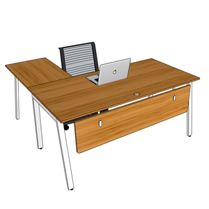 AtonBamboo L-shaped Folding Office <b>Desk</b> 160x160cm with Assembled Iron Legs & Drawer Plastic & Metal - Product Image 3