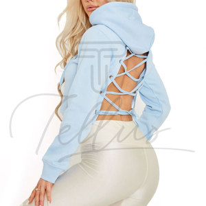 Dernier style, couleur personnalisée, sweat à capuche corset pour femme, logo frontal, tricoté, en tissu Spandex Nylon, respirant, écologique, séchage rapide - Product Image 3