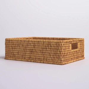 rectangular <b>basket</b> with rounded <b>corners</b> cutout handles Handmade Storage <b>Basket</b> Wholesale eco-friendly Made in Viet Nam - Product Image 1