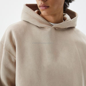 Sweat-shirts à capuche pour hommes personnalisés, streetwear, épaules tombantes, coton lourd, pull-over, logo imprimé en relief, sweat-shirts à capuche pour hommes - Product Image 2