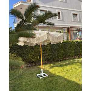 Sombrilla de Macramé Bohemia Hecha a Mano, Cuadrada, de Bambú, Decoración para Patio, Gimnasio, Hotel, Playa, Jardín, Base Incluida - Product Image 4