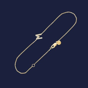 กำไลข้อมือเพชรทรงกลมแบบ Signature Initial ประดับเพชรทรงกลมที่เพาะเลี้ยงในห้องปฏิบัติการ น้ำหนัก 0.02-0.04 กะรัต H+-SI ทองคำแท้ 14K เครื่องประดับยอดนิยม - Product Image 1
