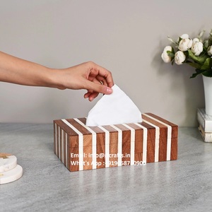 Caja de pañuelos Rectangular de lujo, caja de almacenamiento de pañuelos, servilletero con cubierta para uso en automóvil - Product Image 2