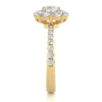 Cincin Tunangan Berlian Buatan Laboratorium 2 Karat VS1 Kejernihan Warna F Desain Bunga Bersertifikat IGI Emas Padat 18K Perhiasan Wanita