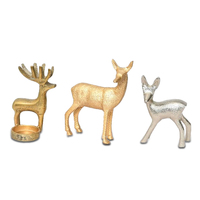 Ensemble de sculptures de cerfs modernes en aluminium argenté décor de table de 3 pièces pour le salon étagère de cheminée affichage de la plus grande fabrication Diwali