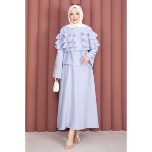 Ensemble jupe à volants superposés bleu ciel avec haut en crêpe - Product Image 4
