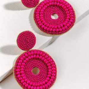 Ensemble de boucles d'oreilles en perles classiques de style européen américain vert doré avec design bohème bijoux de style occidental en gros - Product Image 2