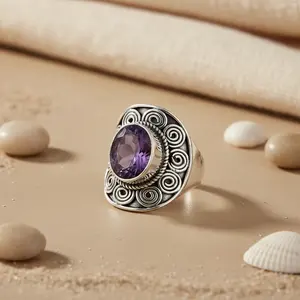 "Licensed Private Brand 925 Sterling Silver Amethyst <b>Ring</b> <b>for</b> <b>Women</b>-Handmade Gift Jewelry" - Product Image 1
