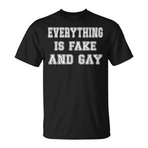 T-Shirt Promozionale con Scritta Umoristica 'Tutto è Finto e Gay' - Product Image 2
