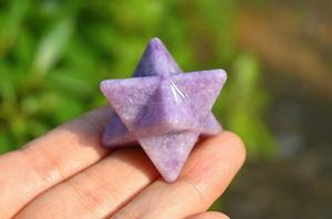 Hermosa lepidolita Merkaba estrella venta al por mayor herramienta de curación espiritual estilo Feng Shui piedra preciosa tallada artesanía de piedra semipreciosa - Product Image 2