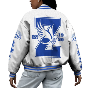 Zeta Phi Beta 1920 Bleu Blanc Vie Grecque ZPB Varsity Letterman Veste Sorority Chenille Patch Fondateurs Jour Manteau - Product Image 2