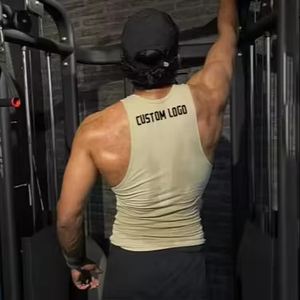 Custom Mens logo Ribbed Gym tank Top Heavyweight Cotton <b>Muscle</b> Sleeveless Running Stringer Fitness Sports Workout Vest - Product Image 6