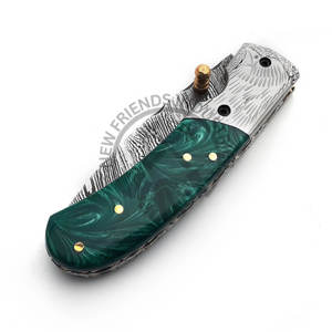 Profesional personalizable OEM venta al por mayor hecho a mano Damasco acero plegable cuchillo de bolsillo grabado refuerzo/mango de resina cuchillos EDC - Product Image 6