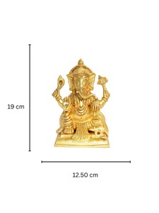 Figurine de seigneur Ganesha en laiton de Style traditionnel pour la configuration du temple de culte religieux et le but de donner des cadeaux - Product Image 2