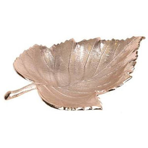 Bandeja DE SERVICIO DE Metal chapada en oro con forma de hoja hecha a mano de estilo moderno excelente para frutas y aperitivos ceremonia de compromiso de tamaño personalizado - Product Image 1