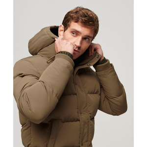 Chaqueta bomber de piel de vaca impermeable para hombre, ropa de calle de invierno con capucha vaquera, venta al por mayor, tejido informal con burbujas en la espalda brillante negra 2024 - Product Image 4