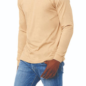 Camiseta de Manga Larga para Hombre de Alta Calidad, 100% Algodón, Tejido de Punto, Diseño Sólido Personalizado, Secado Rápido, Transpirable, Venta al Por Mayor - Product Image 5