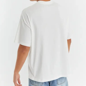 Haute qualité 100% coton noir Baggy Vintage t-shirt pour hommes surdimensionné décontracté solide motif tricoté sonnerie Slim Fit - Product Image 6