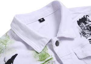 Chaqueta Vaquera Estampada para Invierno, Abrigo Casual Duradero hasta la Cadera, Estilo Urbano Desgastado, Transpirable, para Uso Formal y Urbano - Product Image 6