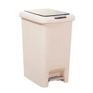 45L (12 galões) tipo imprensa doméstica e pedal de plástico lata de lixo de plástico com tampa de travamento