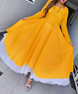 Latest Alphanumero Ethnic Garment Long Flair Kurti Skirt New Launch Cotton Rayon Low Price Surat Gujarat <b>Market</b> Handmade Weaving - Product Image 5