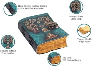 Diario de cuero Vintage de 200 páginas libro de hechizos de sombras en blanco Madre Tierra Deckle borde papel hilo cosido espiral encuadernación - Product Image 2