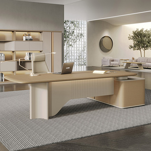 Modern Executive L Shaped Office <b>Desk</b> Luxury CEO Workspace Table Modular Wooden Manager <b>Desk</b> Panel Computer Furniture <b>Large</b> Work - Product Image 4