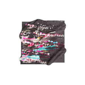 Pañuelo Cuadrado de Seda Satinada con Diseño de Puntos Dibujados a Mano, 90x90, Diseño Personalizado de Lujo - Product Image 1