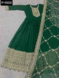 ชุดเดรส Anarkali ปักลายแบบดั้งเดิมของชาวอินเดียชุดสำหรับเจ้าสาวชุดสูท Salwar Kameez - Product Image 2