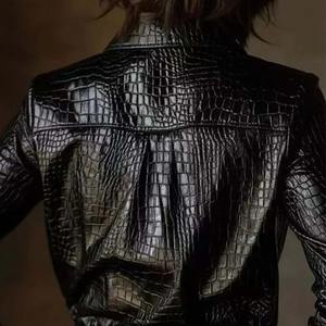 Hot Selling Streetwear Shirts Premium Winter PU Leather Shirts Wholesale Hip Hop Fashion <b>Women's</b> Real Leather Shirt - Product Image 4