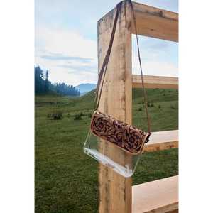 Listo Stock lujo mujer Sling Bag nueva vaquera estilo occidental cuero de vaca pelo mano Tooled Floral solitario bordado rebordear - Product Image 2