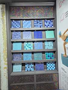 Hiện đại màu xanh hỗn hợp tráng men bóng hồ bơi gạch khảm Ấn Độ Cung cấp hồ bơi gạch 303x303mm chip Kích thước 48x48mm Áo Tắm - Product Image 5