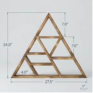<b>Wooden</b> <b>Triangle</b> Shelf Geometric Minimalist Decorative Storage Rack Single-Piece Handcrafted Design - Product Image 2