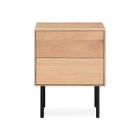 Table de chevet moderne en teck massif, écologique et durable, avec pieds en fer, table de rangement de haute qualité pour chambre à coucher, appartement, hôtel, salon