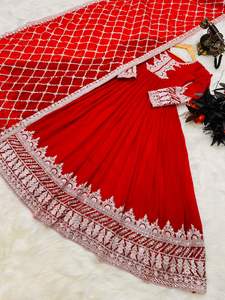 Vestido Anarkali de trabajo con Secuencia de bordado de imitación Georgette de último diseñador de Fab Zone - Product Image 4