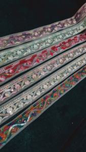 Multicolor <b>Embroidered</b> Sequin Lace Trim on Net Base Decorative Border for Sarees, Lehengas, Dresses, Dupattas & Craft Projects - Product Image 4