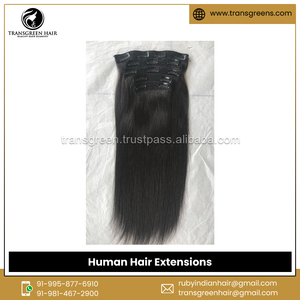 Large gamme de produits d'extensions de cheveux humains à pince droite et soyeuse à cuticules alignées par les principaux fabricants indiens - Product Image 5