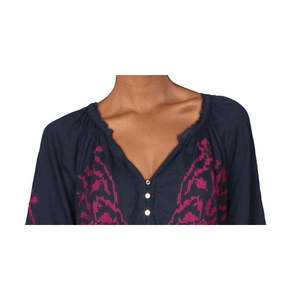 Free People Top da Donna Persuasion Blu Navy in Cotone Traspirante con Ricami Boho, Taglie dalla S alla XL, per Ufficio, in Raso, Seta e Chiffon - Product Image 2