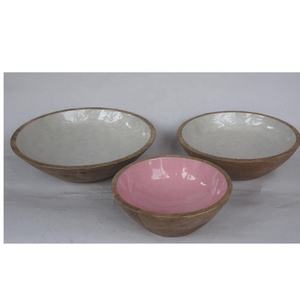 Bol de service en bois de mangue biologique de haute qualité plateau de dîner imbriqué pour salade vaisselle ustensiles de cuisine matériel en métal - Product Image 3